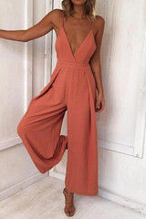 Sexy V Neck Backless Sleeveless Jumpsuit