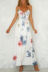 Elegant Sexy Floral Print Vacation Maxi Dress