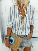Casual Stripes Half Sleeve Blouse