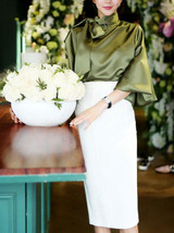 Casual Chiffon Bishop Sleeve Pure Colour Shirt