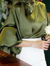 Casual Chiffon Bishop Sleeve Pure Colour Shirt