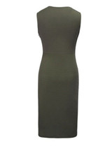 Round Neck  Patchwork Slit  Plain Bodycon Dress