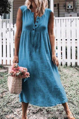 V Neck  Single Breasted  Plain  Extra Short Sleeve Casual Dresses