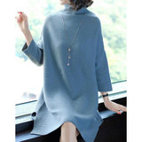 Oversized Turtleneck Plain Knitted Shift Sweater Dress