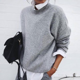 Fashion Round Neck Pure Colour Loose Sweater