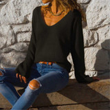 Sexy V Neck With Loose Long Sleeves Sweater Sexy V Neck With Loose Long Sleeves Sweater