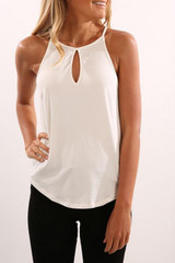 Halter  Asymmetric Hem  Plain T-Shirts