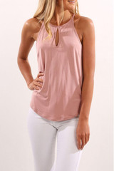 Halter  Asymmetric Hem  Plain T-Shirts