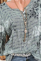 Round Neck  Print Blouses