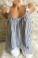 Round Neck Striped Sleeveless T-Shirts