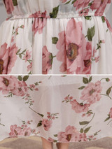 Chic Round Neck  Floral Printed  Chiffon Maxi Dress