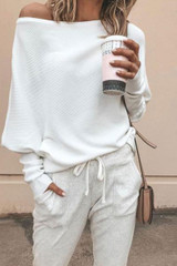 Sexy Strapless T-Shirt Bat Sleeve Sweater