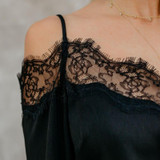 Spaghetti Straps Lace Patchwork Long Sleeve Blouses