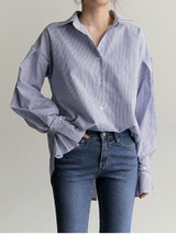 Fashion Long Sleeve Striped Shirt And Sweater Vest