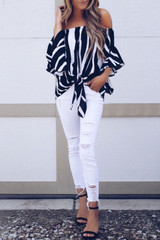 Off Shoulder  Striped  Batwing Sleeve  Blouses Off Shoulder  Striped  Batwing Sleeve  Blouses