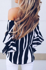 Off Shoulder  Striped  Batwing Sleeve  Blouses Off Shoulder  Striped  Batwing Sleeve  Blouses
