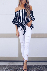 Off Shoulder  Striped  Batwing Sleeve  Blouses Off Shoulder  Striped  Batwing Sleeve  Blouses