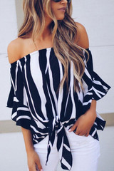 Off Shoulder  Striped  Batwing Sleeve  Blouses Off Shoulder  Striped  Batwing Sleeve  Blouses