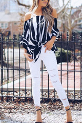 Off Shoulder  Striped  Batwing Sleeve  Blouses Off Shoulder  Striped  Batwing Sleeve  Blouses