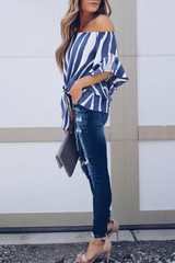 Off Shoulder  Striped  Batwing Sleeve  Blouses Off Shoulder  Striped  Batwing Sleeve  Blouses