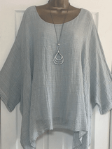 Round Neck  Asymmetric Hem  Plain Blouses
