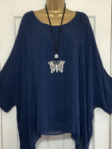Round Neck  Asymmetric Hem  Plain Blouses
