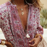 Bohemia Style V Collar Hollow Loose Vacation Dress