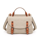 Canvas Totes Bags Women Designer Handbags Women PU Shoulder Messenger Bag Female Retro Rivet Ladies Handbags Crossbody Bag