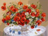 Red Flowers bouquet on a table