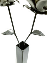 Two Metal Roses and Vase, Metal Roses with Vase, Steampunk Roses