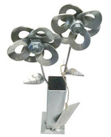Two Metal Flowers and Vase, Steel Flowers and Vase, Welded Art