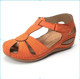 Women 2020 Summer Leather Vintage Sandals Buckle Casual Sewing Women Retro Sandalias Female Ladies Platform Shoes 36-46