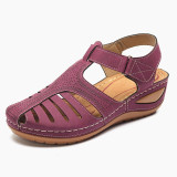Women 2020 Summer Leather Vintage Sandals Buckle Casual Sewing Women Retro Sandalias Female Ladies Platform Shoes 36-46