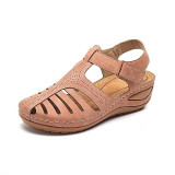 Women 2020 Summer Leather Vintage Sandals Buckle Casual Sewing Women Retro Sandalias Female Ladies Platform Shoes 36-46