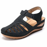 Women 2020 Summer Leather Vintage Sandals Buckle Casual Sewing Women Retro Sandalias Female Ladies Platform Shoes 36-46