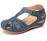 Women 2020 Summer Leather Vintage Sandals Buckle Casual Sewing Women Retro Sandalias Female Ladies Platform Shoes 36-46