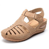 Women 2020 Summer Leather Vintage Sandals Buckle Casual Sewing Women Retro Sandalias Female Ladies Platform Shoes 36-46