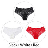3pcs/lot Sexy Lace Panties Women Underwear Plus Size Briefs Hollow Out Transparent Lingerie Female Low Waist Breathable Panty