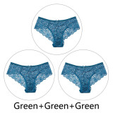 3pcs/lot Sexy Lace Panties Women Underwear Plus Size Briefs Hollow Out Transparent Lingerie Female Low Waist Breathable Panty