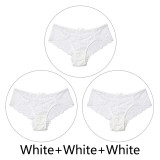 3pcs/lot Sexy Lace Panties Women Underwear Plus Size Briefs Hollow Out Transparent Lingerie Female Low Waist Breathable Panty