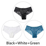 3pcs/lot Sexy Lace Panties Women Underwear Plus Size Briefs Hollow Out Transparent Lingerie Female Low Waist Breathable Panty