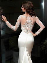 Appliques Lace Long Sleeves Mermaid Wedding Dress