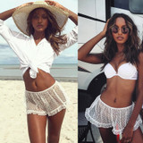 Sexy Beachwear Mesh Transparent Cover-up Shorts