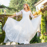 V-Neck Off Shoulder Mermaid Bride Dress