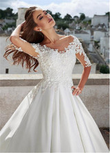 Jewel Neckline A-line 3D Flowers Bridal Gown