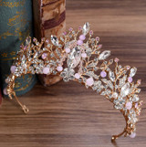 Handmade Pink Beaded Luxury Crystal Tiaras