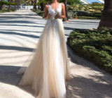 Appliques & Tulle Sleeveless Princess Bride Dress