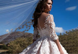 Scoop 3D Beaded Flowers A-Line Wedding Gown