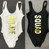 BRIDE SQUAD Letter Print One Piece Swimsuit