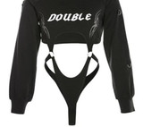 Black Cut Out Gothic Rave Bodysuit